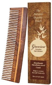 Groviva Handmade Sheesham Wood Comb to Smoothens Hair (13 FC)