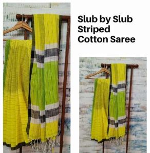 Slub by Slub Striped Cotton Saree