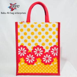 Yellow and red Color Eco-friendly Jute bag