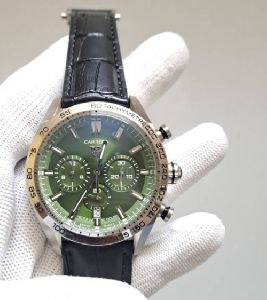 Tag Heuer Carrera Sport Chronograph Green Dial Leather Strap Watch