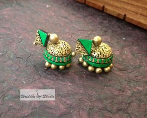 green terracotta jhumka