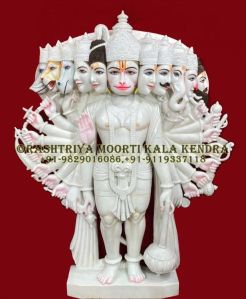 11 Mukhi Marble Hanuman Statue
