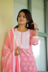 Ladies Pink Cotton Salwar Suit