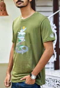 Mens Green Musafir Printed T-Shirt