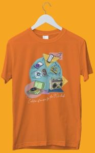 Orange 90s Kids Printed Unisex T-Shirt