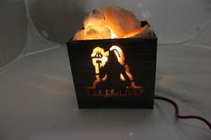 Om Namah Shivay Wooden Basket Himalayan Rock Salt Lamp