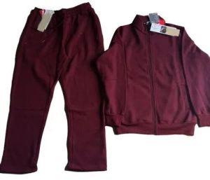 Men Maroon Plain Tracksuit