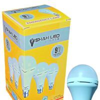 SHAH LED LIGHT 9 WATT AC DC RECHARGEABLE BULB WITH THR MODES