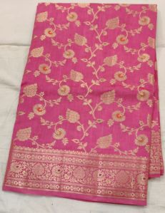 Rosy Pink Matka Silk Saree