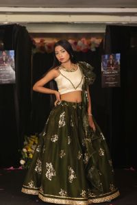 Party Wear Green Lehenga Choli Set