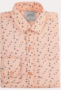 Mens Cotton Orange Printed Shirt