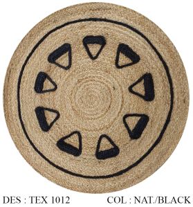 TEX 1012 Natural Black Round Jute Rug