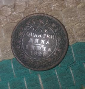 india 1929 one quarter anna coin