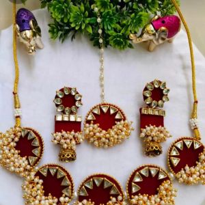 Handmade fabric necklace set