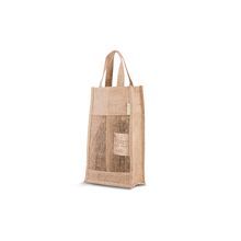 transparent pvc jute wine bag/ bottle gift bag