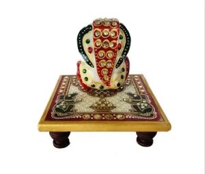 Marble Chowki Ganesha Statue