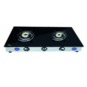 Two Burner Black Glass Top