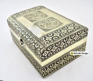 Pentagon Golden Box Top Round handicraft Box Symbol Box - Velvet Antique Box - Ancient Design Box
