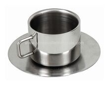 Stainless Steel Double Wall Cup with Saucer