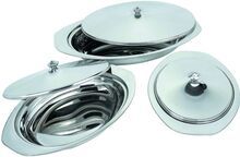 Stainless Steel Oval Food Serving Tray with Steel Lid
