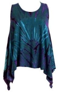 Sleeveless Tie Dye Handkerchief Hem Tunic