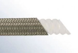 Convoluted PTFE hose with stainless steel braid