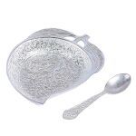 Silver Plated Mango Dish With The Serving Spoon