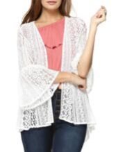 Womens Lace Frill Hem Cover Up Jacket