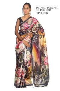 Digital Printed Linen Saree