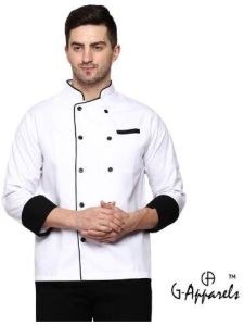 G-Apparels Chef coat white with black piping