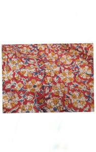 red kalamkari hand blocked silk fabric