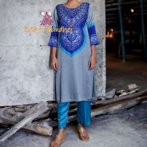 Gaji Silk Bandhani Suit Designer