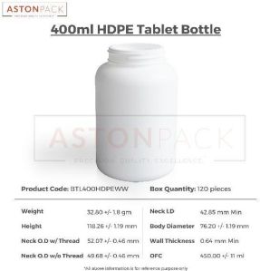 400ml HDPE Tablet Bottles