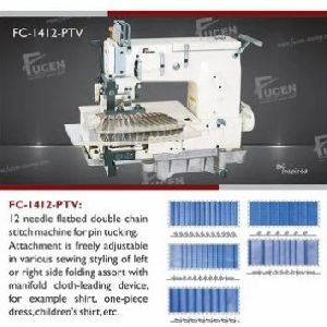 FC-1412-PTV: 12 Needle Flatbed Double Chain Stitch Machine For Pin Tucking.