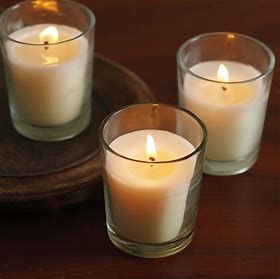 Glass votive scented candles