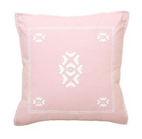 Manual Embroidered Pink Cushion Cover