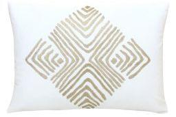 Phulkari Dori Embroidered White Rectangle Cushion Cover