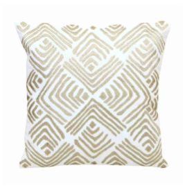 Phulkari Dori Embroidered White Square Cushion Cover