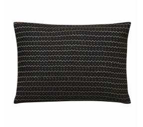 Zigzag Quilt Embroidered Black Cushion Cover