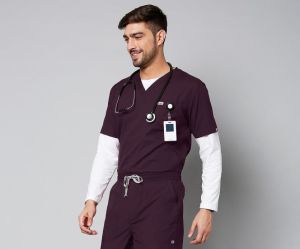 Knya Active Mens Wine 5-Pocket Scrub Suit