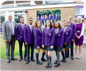 purple and grey school uniform