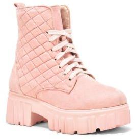 Ladies Pink Lace Up Boots