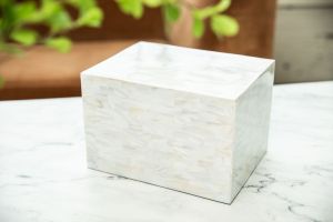 White Mother-of-Pearl Cremation Urn