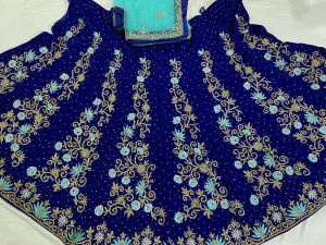 Ladies Blue Designer Embroidered Lehenga Choli