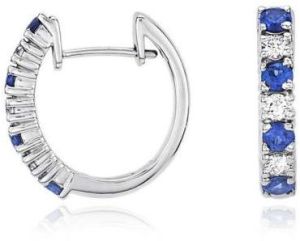 Petite Alternate Blue Sapphire And Diamond Hoop Earrings