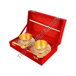 Silver and Gold Plated Brass Cup Saucer Set