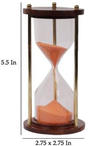 wooden sand timer with orange sand