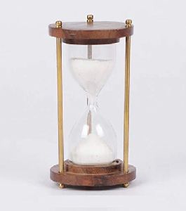 wooden sand timer with white color sand