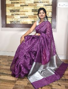 SILVER STRIP HANDLOOM SAREE