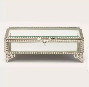 Silver Plated Glass Jewellery Box